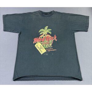 Rare Vintage 90s Y2K Hard Rock Cafe Kandahar Afghanistan Sun Fade XL Black Tee